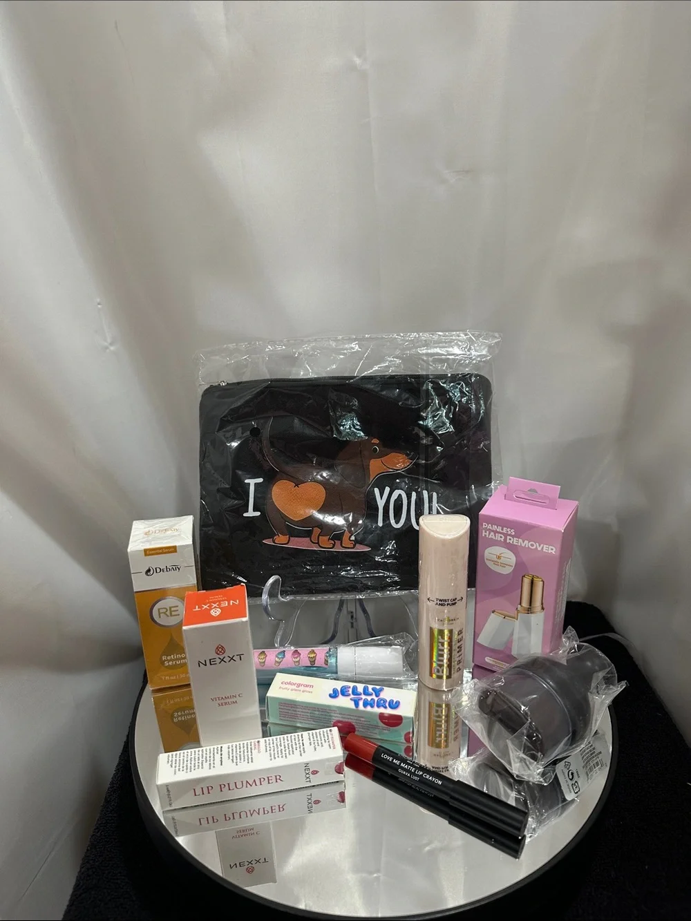 Black cosmetic bag Dachshund NWT &Make up bundle 10 pcs